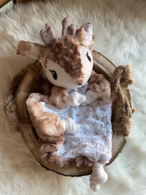 Doudou faon fleurie