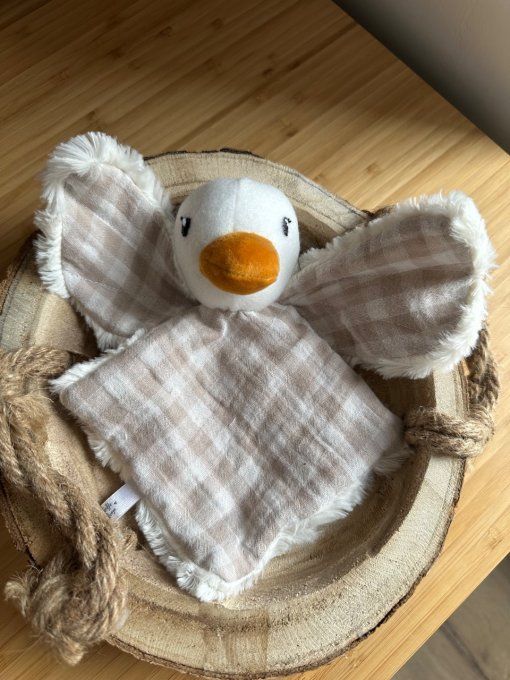 Mini-doudou oie tissu vichy